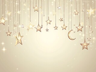 Golden Stars and Crescent Moon Hanging Decor
