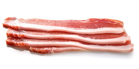 スライスした新鮮な生の豚バラ肉。白背景。（slices of raw pork belly on white background）
