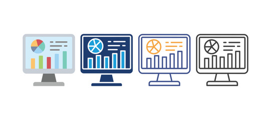 business intelligence  icon with 4 different styles. colored, two-color line, two-color glyph,and line. design inspiration for any interface and purpose