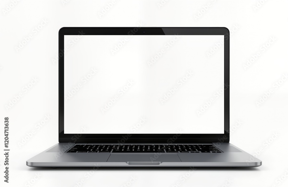 Poster modern laptop mockup isolated on white background. empty screen ready for design content. profession