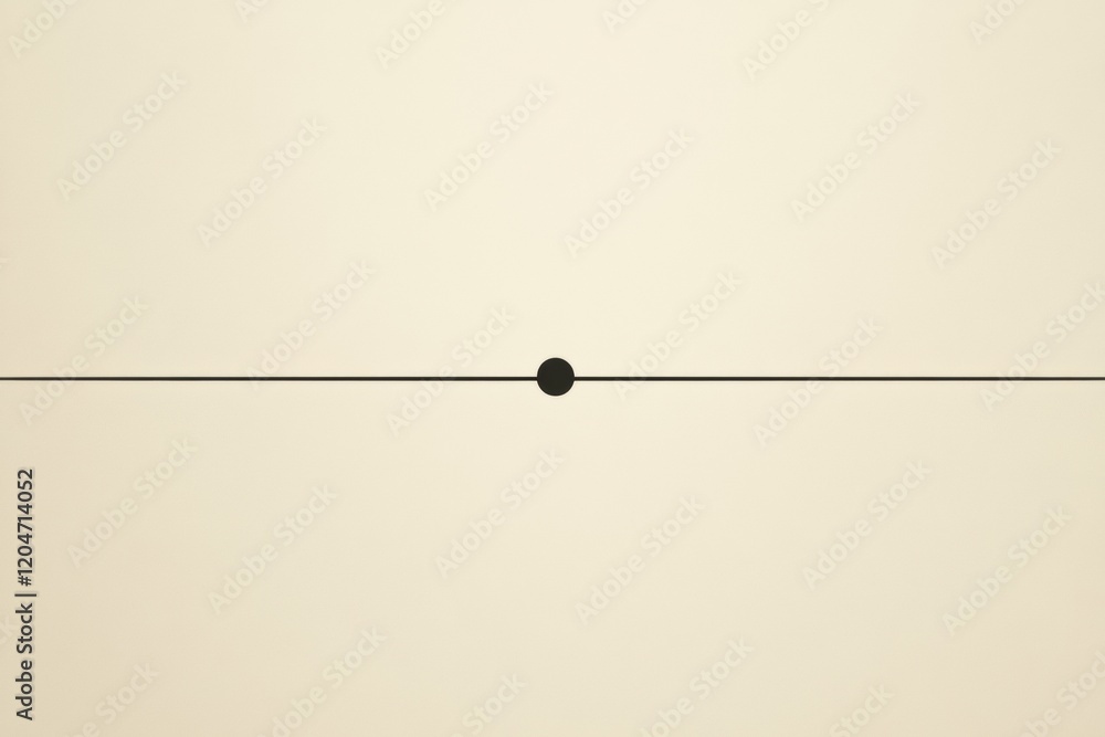 Fototapete Circular black dot along a horizontal line on a light background creates a minimalist artistic expression. Generative AI