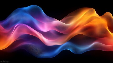 Abstract Colorful Waves Flowing Dynamically Across Dark Background