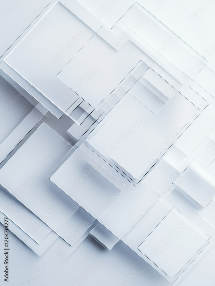 Aufkleber Abstract composition of transparent shapes layered on light background creating modern art effect. Generative AI