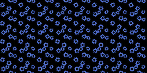 Background pattern featuring blue gears on a black surface showcasing mechanical design elements