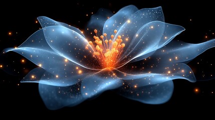 Luminous ethereal flower glowing with vibrant energy