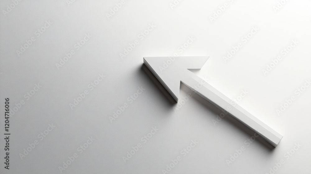 Poster white arrow pointing upwards against a light background creates a minimalist and modern aesthetic in