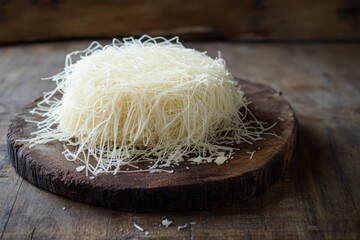 Cecil cheese on wood angel hair or string cheese