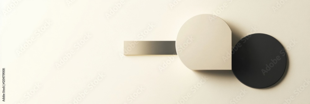Poster modern abstract wall art featuring geometric shapes in neutral tones with a touch of contrast. gener