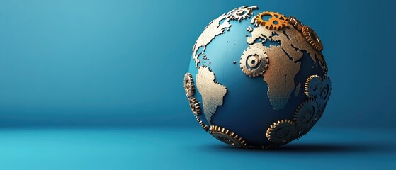Global Interconnectedness Gears and World Map