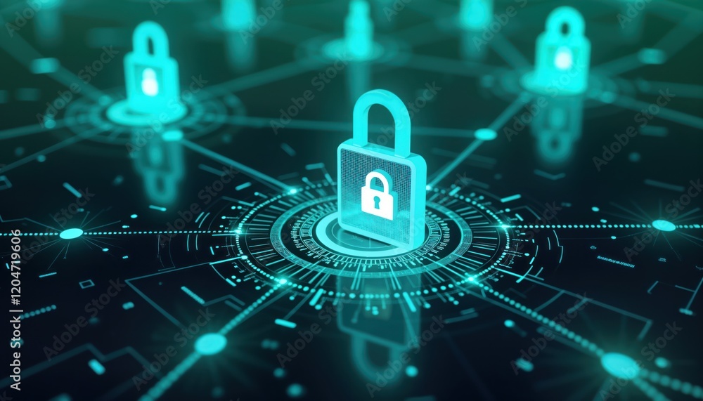 Leinwandbilder secure data transmission in tech network. high-tech solutions ensure information safety. digital fir