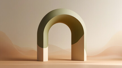 Fototapeta premium Minimalist Arch Design with Earthy Tones on a Warm Neutral Background