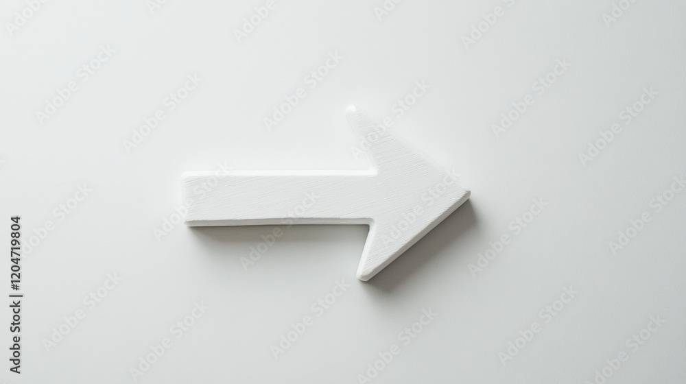 Fototapete white arrow sign pointing right on a plain white background suitable for directional guidance. gener