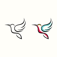 Obraz premium logo design vector abstract template illustration modern simple logo icon hummingbird