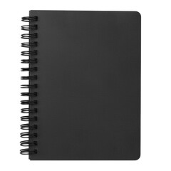 Black Spiral Bound Notebook Mockup Isolated on Transparent Background