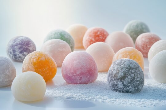 Colorful assortment of traditional Japanese rice treats