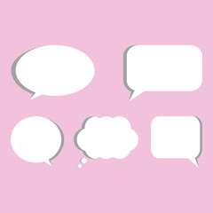 Bubble speech set vector pink background