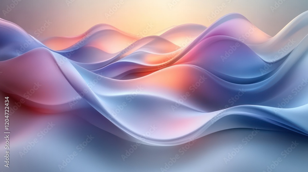 Poster wavy gradient background in soft blues and purples minimalist abstract design