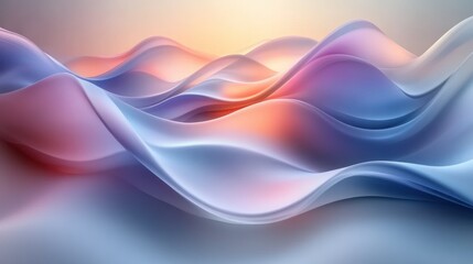 Wavy Gradient Background in Soft Blues and Purples Minimalist Abstract Design