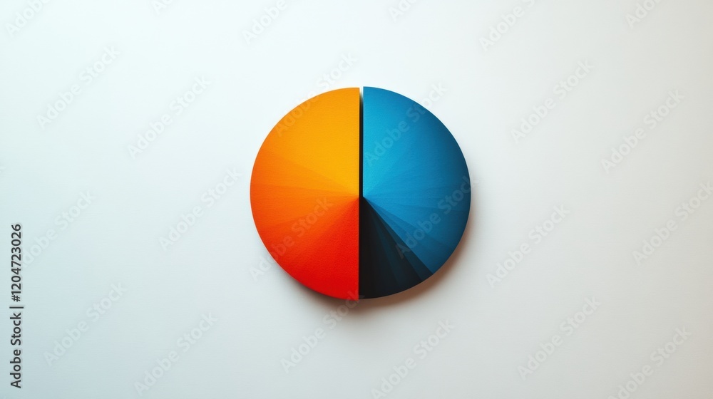 Aufkleber visual representation of data in contrasting colors showing a divided pie chart design on a neutral 