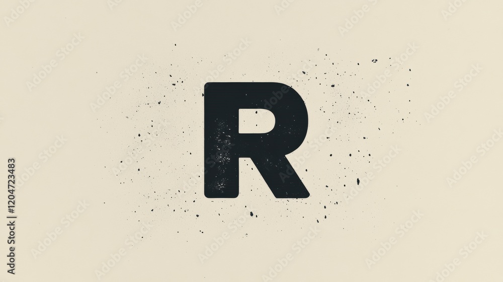 Poster large bold letter r surrounded by subtle textures on a light background highlighting artistic expres