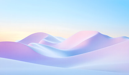 Abstract Pastel Landscape of Rolling Hills with Soft Gradient Colors