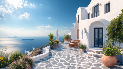 Obraz premium beautiful Santorini village on a hilltop,