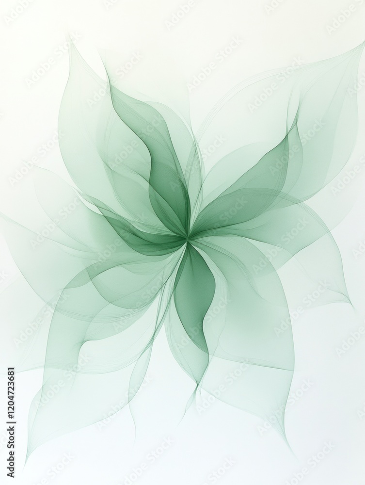 Aufkleber delicate green abstract art featuring swirling shapes and smooth lines on a light background. genera