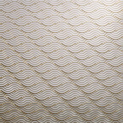 "Elegant Japanese-Inspired White and Gold Wave Pattern"