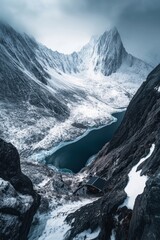 Obraz premium Majestic winter landscape scenery wallpaper with snow mountain forest