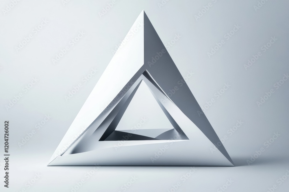Leinwandbilder modern geometric sculpture showcasing a three dimensional triangular design in a minimalist space. g