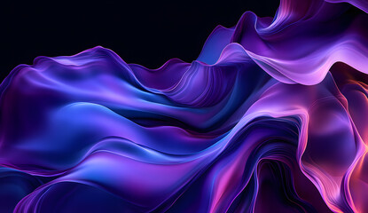 Obraz premium Vibrant Abstract Waves in Gradient Neon Colors on Black Background