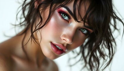 Naklejka premium portrait of a woman with make-up and green eyes