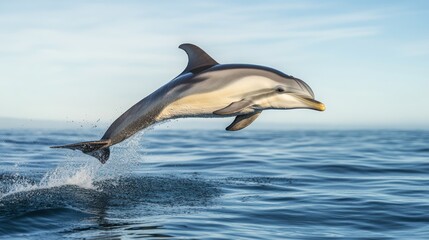 Fototapeta premium Striped Dolphin Leaping from the Ocean Waves