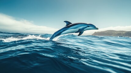 Fototapeta premium Dolphin Leaping from the Ocean Waves