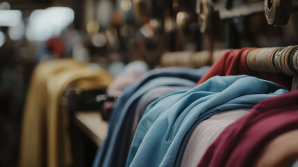 Luxury suit fabric production in a modern textile factory