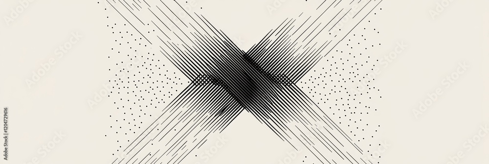 Poster Striking geometric pattern featuring intersecting lines and dots on a light background. Generative AI