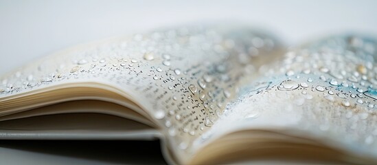 Water Droplets on an Open Book Page