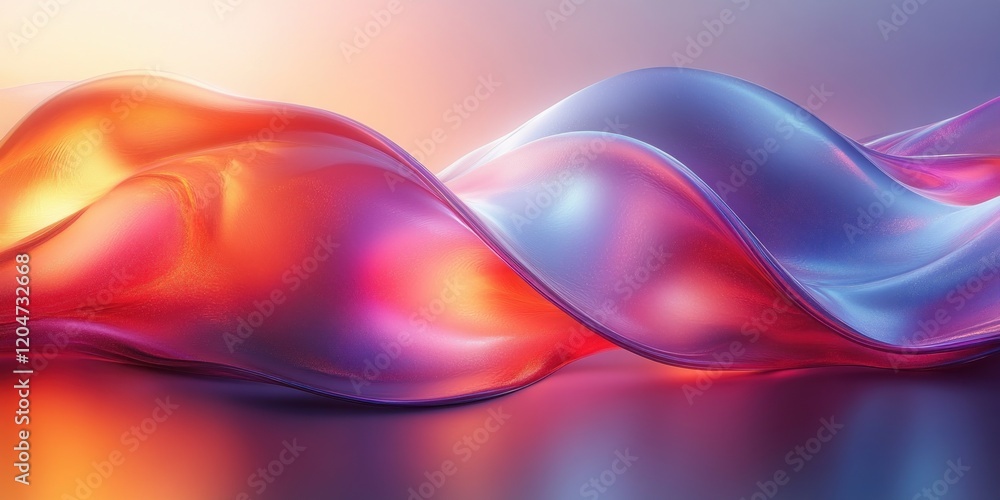 Aufkleber iridescent abstract glass composition with smooth curves and soft lighting