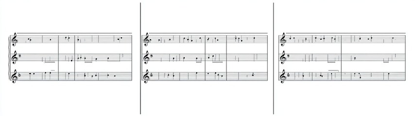 Triple Staff Music Notation Showing Melody Harmonies