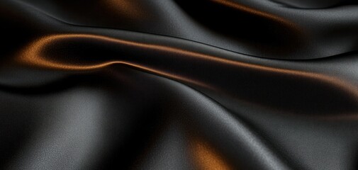 Elegant Black Satin Fabric Draped Smoothly with Luxurious Sheen and Soft Texture for Fashion Inspiration
