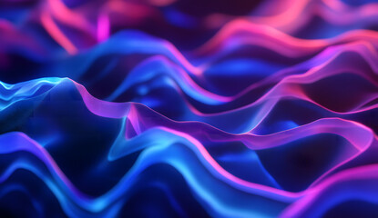 Obraz premium Abstract Neon Light Waves in Blue and Purple on Black Background
