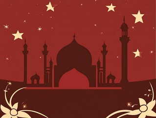 Majestic Mosque Silhouette Under Starlit Night Sky