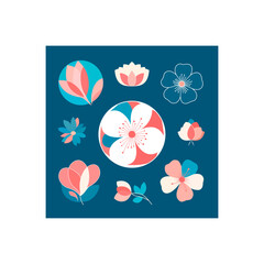 Minimalist Flower Design Elements in Soft Pastel Colors