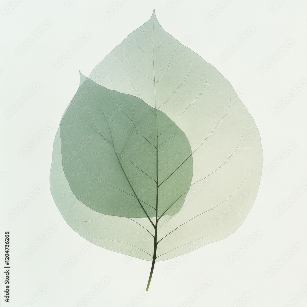 Poster Softly layered leaves creating a delicate composition with subtle shades and textures in natural light. Generative AI