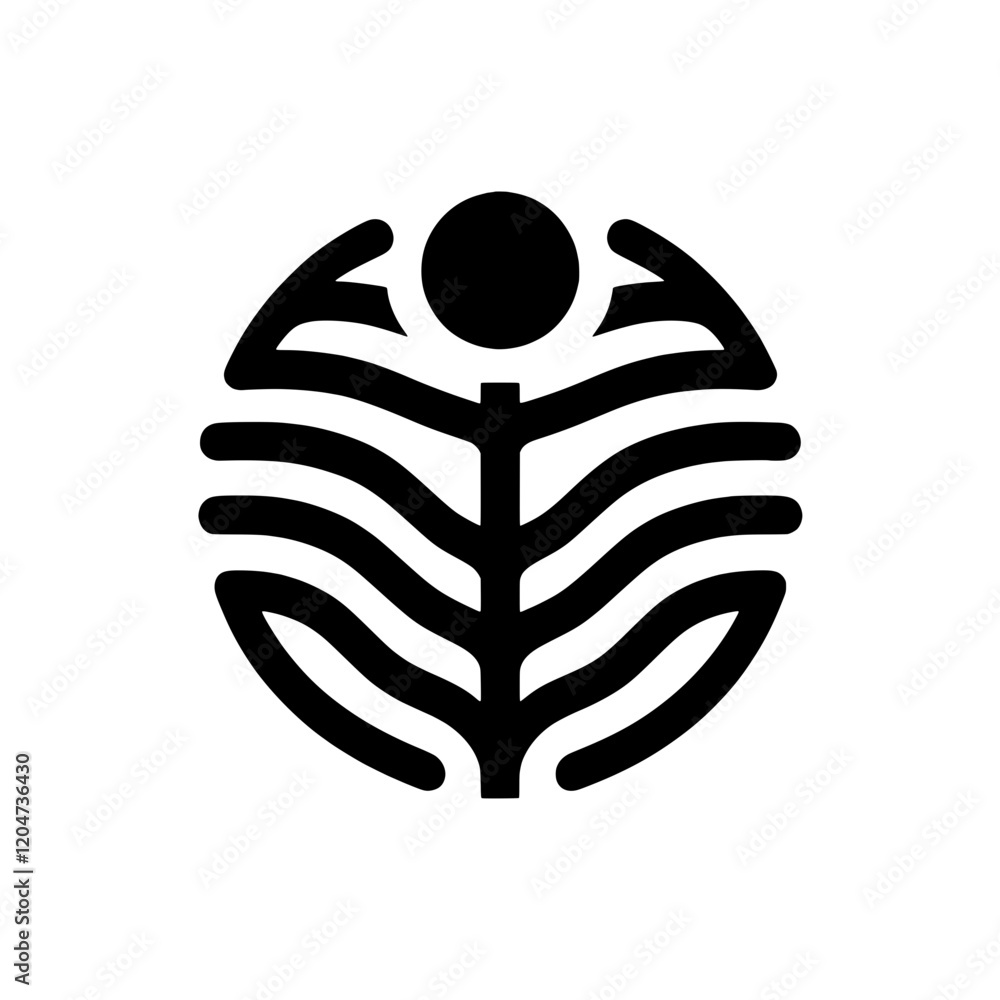 Poster abstract circle design: this abstract illustration showcases a stylized human figure with outstretch