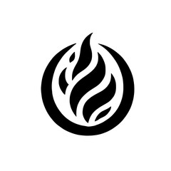 Abstract Flame Icon:  A stylized flame icon within a circular frame, perfect for representing energy, passion, or fire-related concepts. The design is minimalist and versatile.