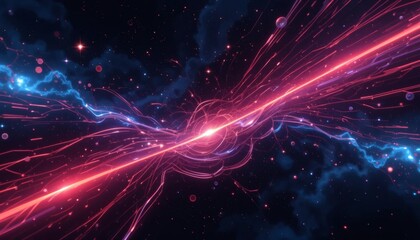 Fototapeta premium Cosmic Collision: A Symphony of Light and Energy
