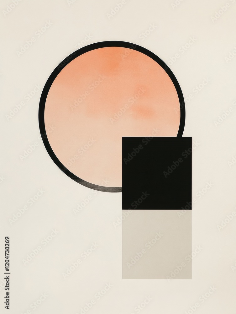 Poster abstract design featuring geometric shapes and soft color palette in a minimalistic style. generativ