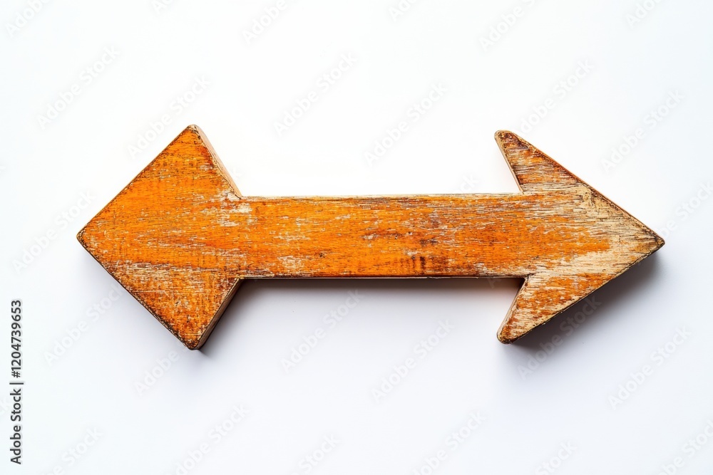 Poster Wooden arrow sign pointing right against a white background with a rustic look. Generative AI