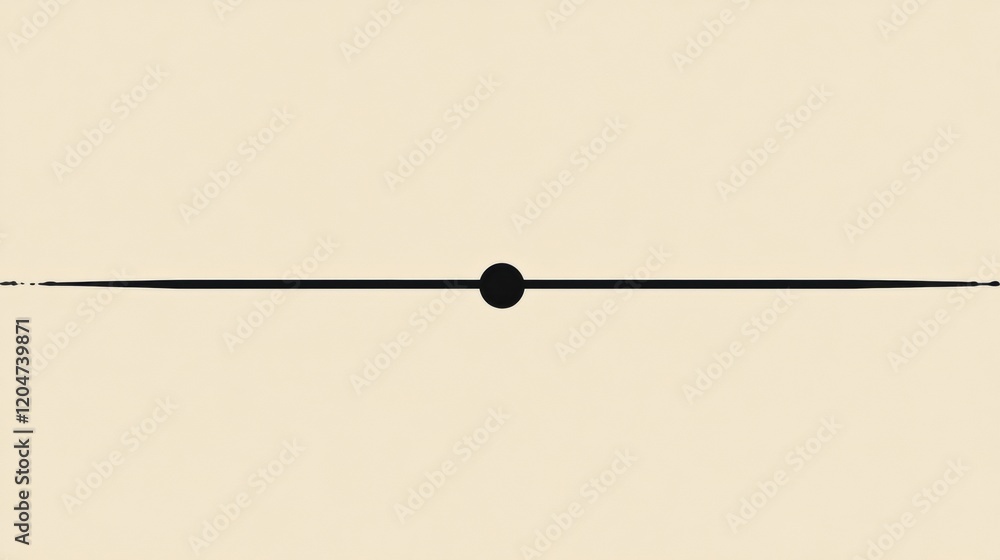 Fototapete minimalist design with a black line and dot on a beige background showcasing simplicity and modern a
